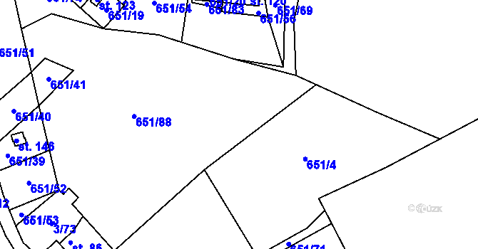 Parcela st. 651/4 v KÚ Kamenice u Březové, Katastrální mapa