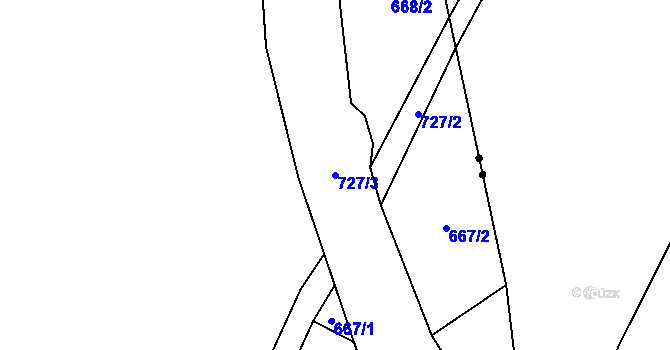 Parcela st. 727/3 v KÚ Kamenice u Březové, Katastrální mapa