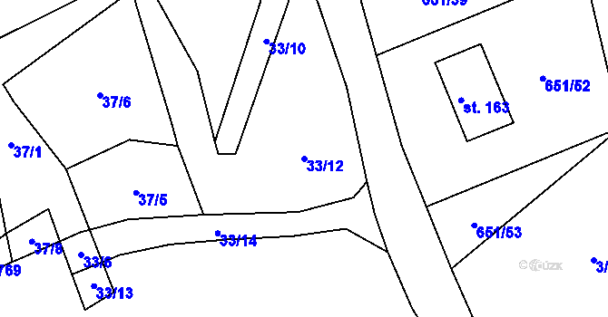 Parcela st. 33/12 v KÚ Kamenice u Březové, Katastrální mapa