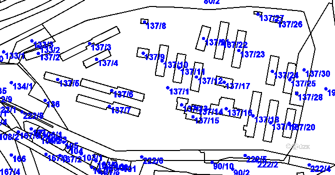 Parcela st. 137/1 v KÚ Tisová u Sokolova, Katastrální mapa