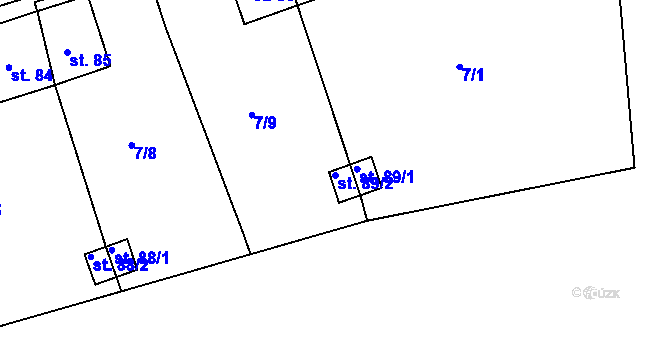 Parcela st. 89/2 v KÚ Lobzy u Březové, Katastrální mapa