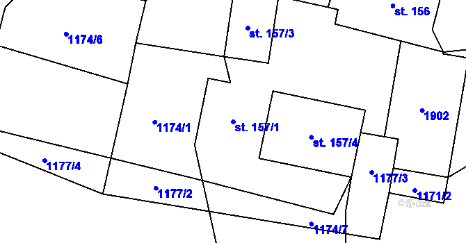Parcela st. 157/1 v KÚ Vernéřovice, Katastrální mapa