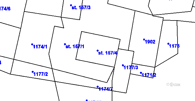Parcela st. 157/4 v KÚ Vernéřovice, Katastrální mapa