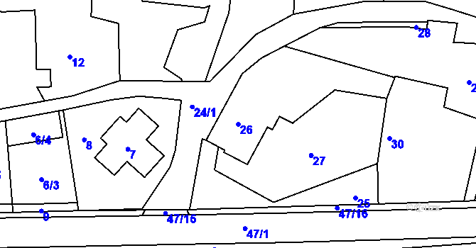 Parcela st. 26 v KÚ Březová u Zlína, Katastrální mapa