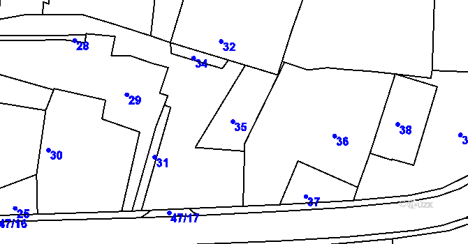 Parcela st. 35 v KÚ Březová u Zlína, Katastrální mapa