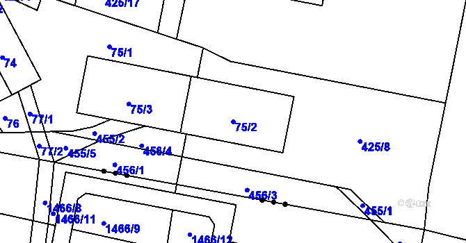 Parcela st. 75/2 v KÚ Březová u Zlína, Katastrální mapa