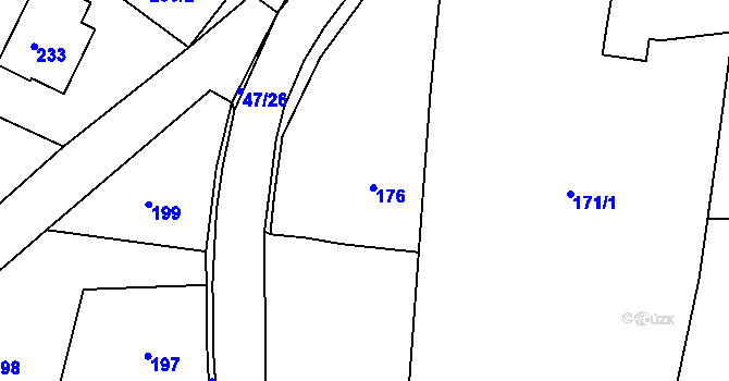Parcela st. 176 v KÚ Březová u Zlína, Katastrální mapa