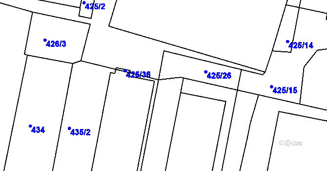 Parcela st. 425/10 v KÚ Březová u Zlína, Katastrální mapa