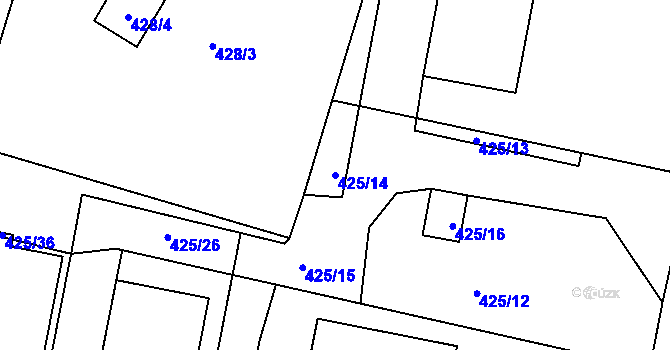 Parcela st. 425/14 v KÚ Březová u Zlína, Katastrální mapa