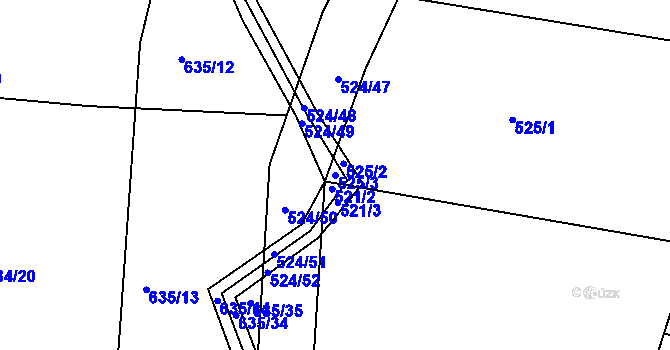 Parcela st. 525/3 v KÚ Březová u Zlína, Katastrální mapa