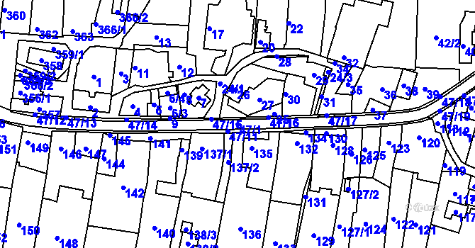 Parcela st. 47/1 v KÚ Březová u Zlína, Katastrální mapa