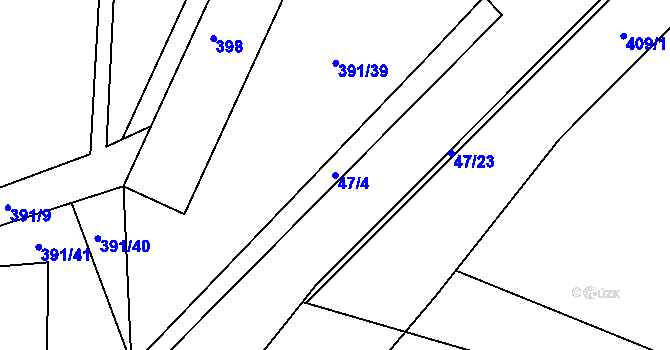 Parcela st. 47/4 v KÚ Březová u Zlína, Katastrální mapa