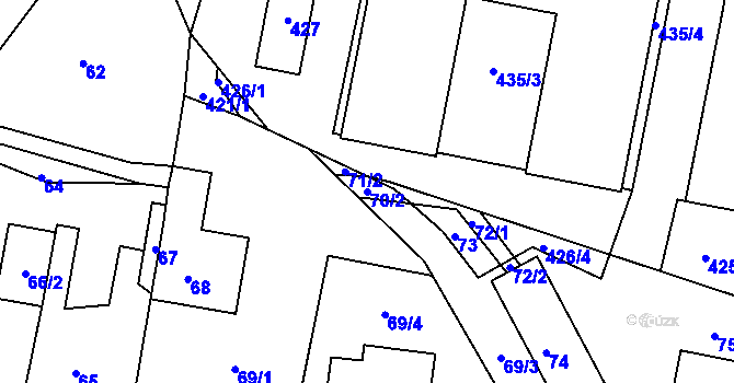 Parcela st. 70/2 v KÚ Březová u Zlína, Katastrální mapa