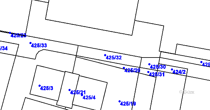Parcela st. 425/32 v KÚ Březová u Zlína, Katastrální mapa