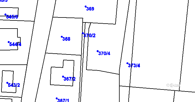 Parcela st. 370/4 v KÚ Březová u Zlína, Katastrální mapa