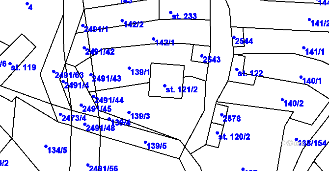 Parcela st. 121/2 v KÚ Březová u Uherského Brodu, Katastrální mapa