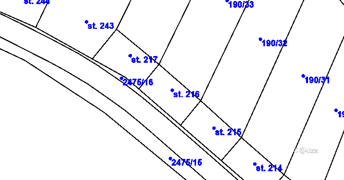 Parcela st. 216 v KÚ Březová u Uherského Brodu, Katastrální mapa