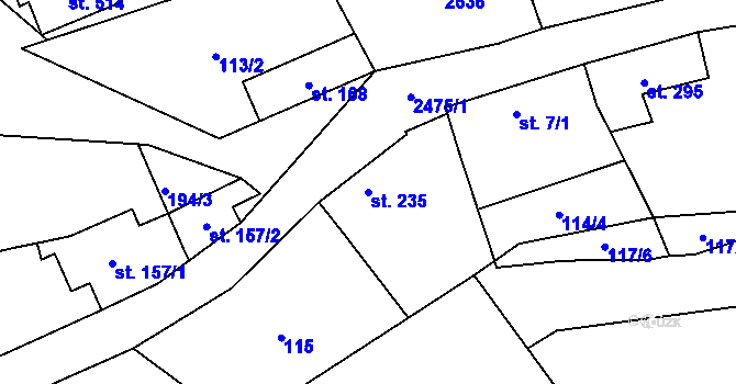 Parcela st. 235 v KÚ Březová u Uherského Brodu, Katastrální mapa