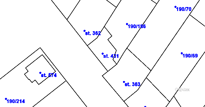 Parcela st. 431 v KÚ Březová u Uherského Brodu, Katastrální mapa