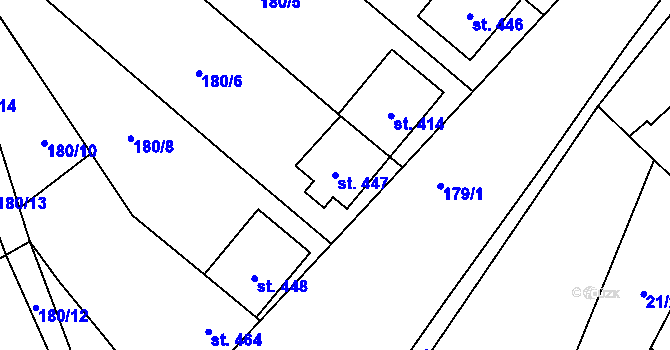 Parcela st. 447 v KÚ Březová u Uherského Brodu, Katastrální mapa
