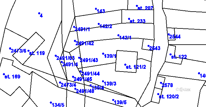 Parcela st. 139/1 v KÚ Březová u Uherského Brodu, Katastrální mapa