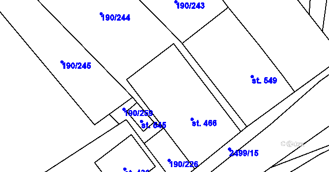 Parcela st. 190/227 v KÚ Březová u Uherského Brodu, Katastrální mapa
