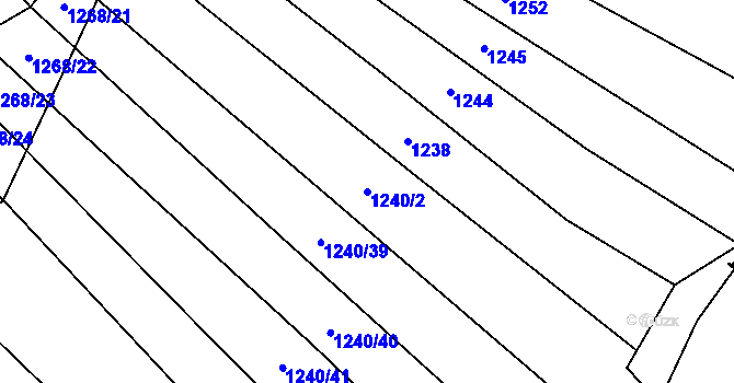 Parcela st. 1240/2 v KÚ Březová u Uherského Brodu, Katastrální mapa