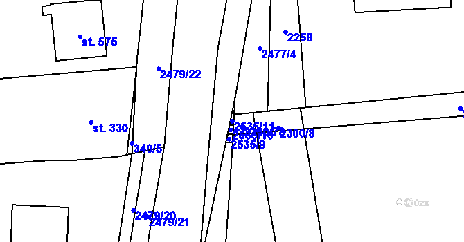 Parcela st. 2535/11 v KÚ Březová u Uherského Brodu, Katastrální mapa