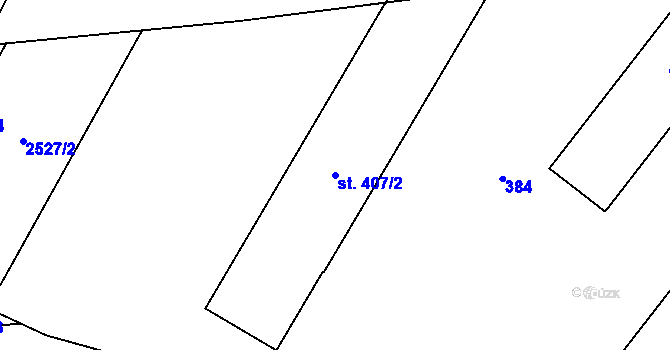 Parcela st. 407/2 v KÚ Březová u Uherského Brodu, Katastrální mapa