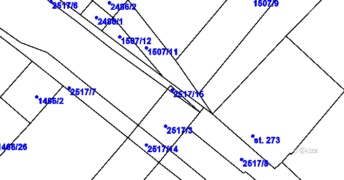 Parcela st. 2517/15 v KÚ Březová u Uherského Brodu, Katastrální mapa