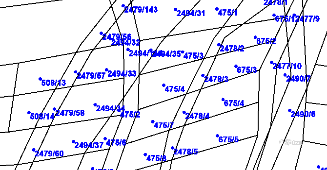 Parcela st. 475/4 v KÚ Březová u Uherského Brodu, Katastrální mapa