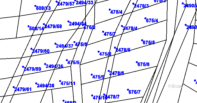 Parcela st. 475/8 v KÚ Březová u Uherského Brodu, Katastrální mapa