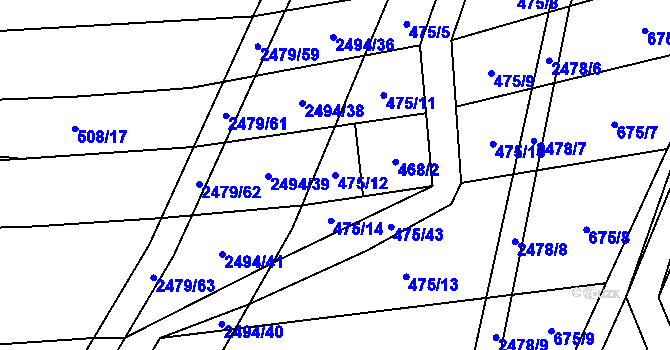Parcela st. 475/12 v KÚ Březová u Uherského Brodu, Katastrální mapa