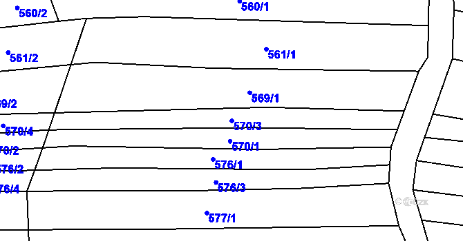 Parcela st. 570/3 v KÚ Březová u Uherského Brodu, Katastrální mapa