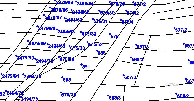Parcela st. 586 v KÚ Březová u Uherského Brodu, Katastrální mapa