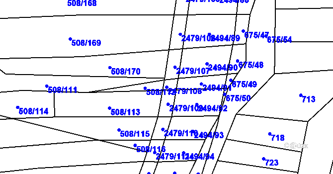 Parcela st. 2479/108 v KÚ Březová u Uherského Brodu, Katastrální mapa