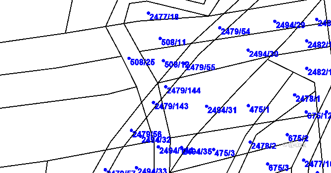 Parcela st. 2479/144 v KÚ Březová u Uherského Brodu, Katastrální mapa
