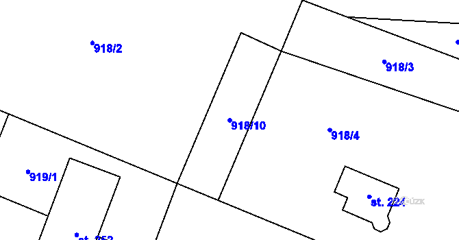 Parcela st. 918/10 v KÚ Březová u Vítkova, Katastrální mapa