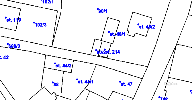 Parcela st. 90/2 v KÚ Březová u Vítkova, Katastrální mapa