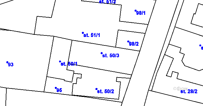Parcela st. 50/3 v KÚ Březová u Vítkova, Katastrální mapa
