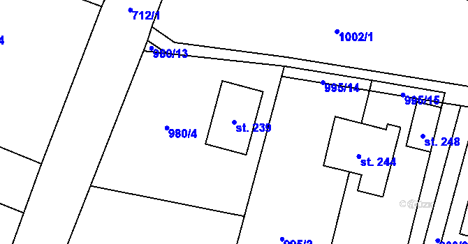 Parcela st. 239 v KÚ Březová u Vítkova, Katastrální mapa
