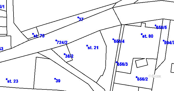 Parcela st. 21 v KÚ Březová u Vítkova, Katastrální mapa