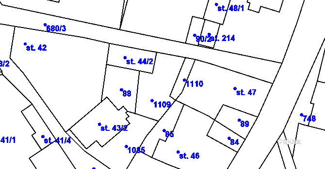 Parcela st. 44/1 v KÚ Březová u Vítkova, Katastrální mapa