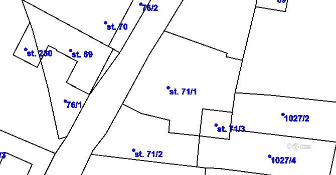 Parcela st. 71/1 v KÚ Březová u Vítkova, Katastrální mapa