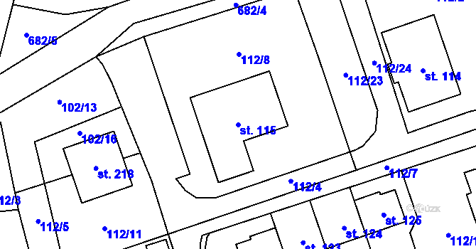 Parcela st. 115 v KÚ Březová u Vítkova, Katastrální mapa