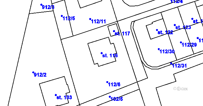 Parcela st. 116 v KÚ Březová u Vítkova, Katastrální mapa