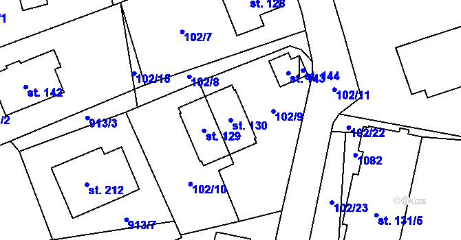 Parcela st. 130 v KÚ Březová u Vítkova, Katastrální mapa