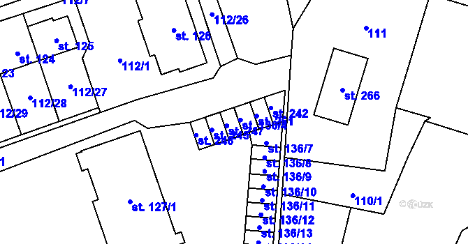 Parcela st. 136/3 v KÚ Březová u Vítkova, Katastrální mapa