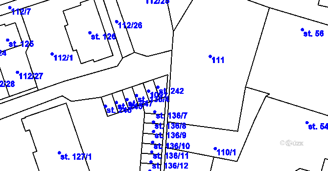 Parcela st. 136/6 v KÚ Březová u Vítkova, Katastrální mapa