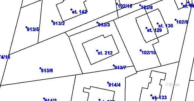 Parcela st. 212 v KÚ Březová u Vítkova, Katastrální mapa